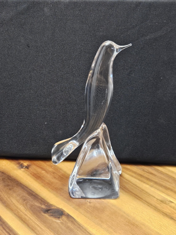 Daum France ドームフランス クリスタル スワン 白鳥 つがい 親子 RARE 1950's Daum France Crystal Glass Bird Perched on Rock