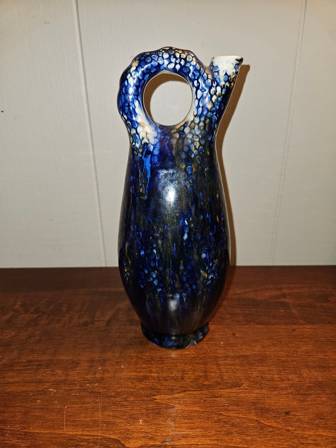 ヴィンテージ　水差し　陶器　大型 滑らかなカーブが美しい水差し BOCH LA LOUVIERE