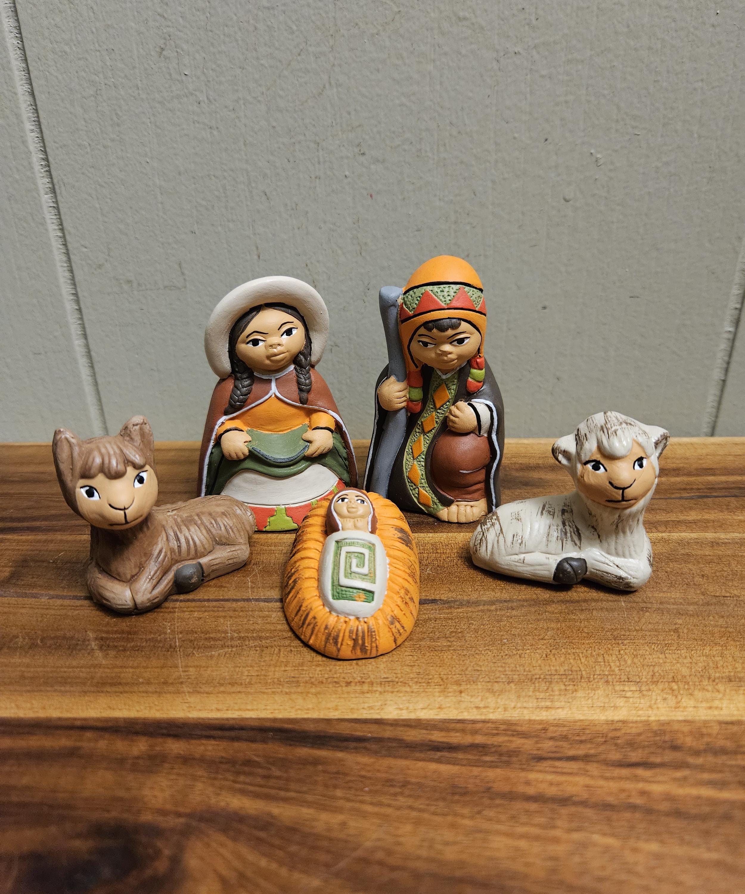 Authentic Peruvian Folk Art Indian Nativity- Artist Made Clay