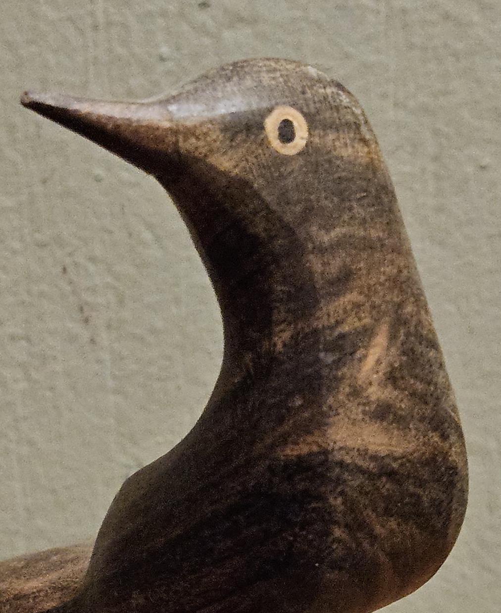 Hand Carved Solid Wood Bird Sculpture With Wire Legs and