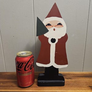 Santa Claus With Christmas Tree - Wooden Hanging Decoration