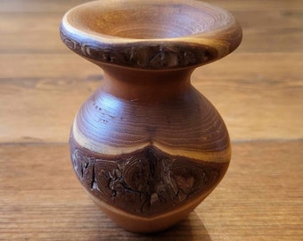 Hand Turned Pecan Wood 3” Bud Vase