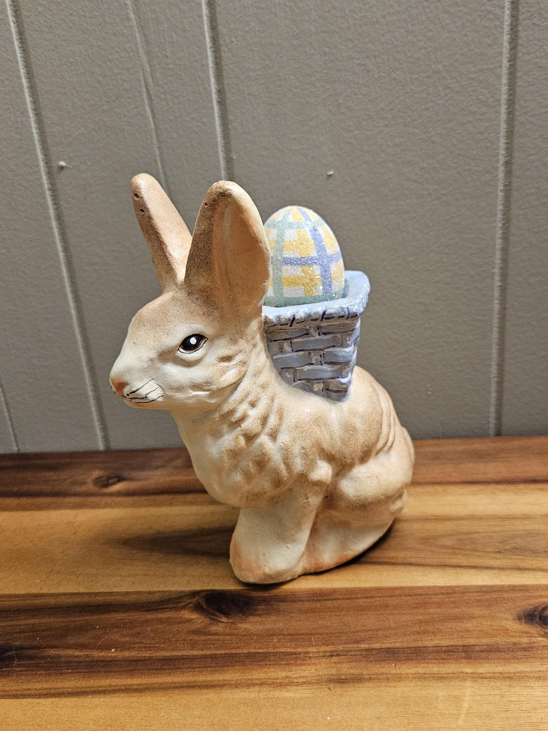 Plaster Rabbit Statue Vintage Primitive Hand Painted Chalkware Plaster Bunny Rabbit With ...