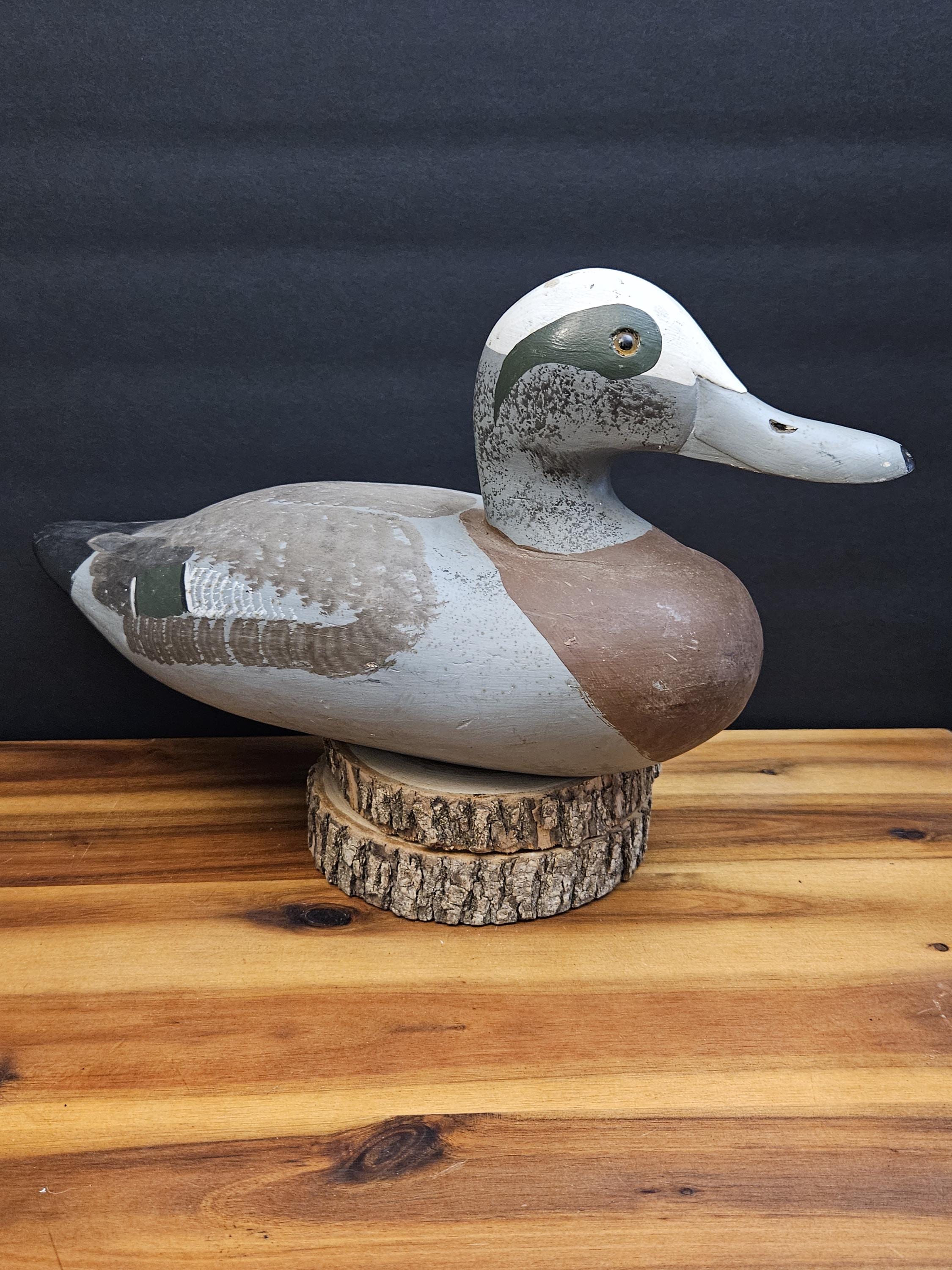 Antique Decoy Duck - Vintage Mid 1900's Wood Widgeon Drake - Hand