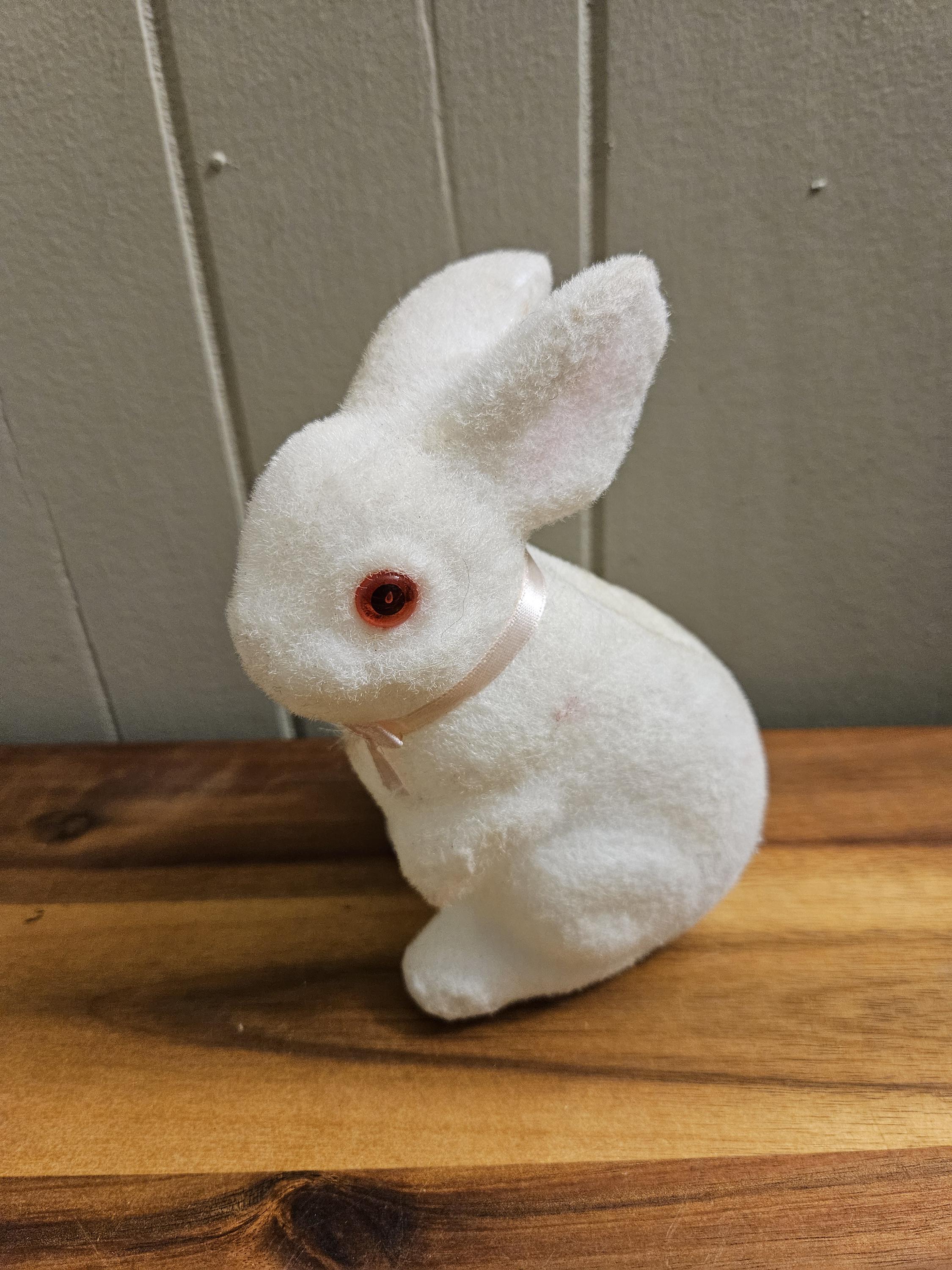 Vintage 1960's Blow Mold Fuzzy Plastic Bunny Rabbit Coin Money