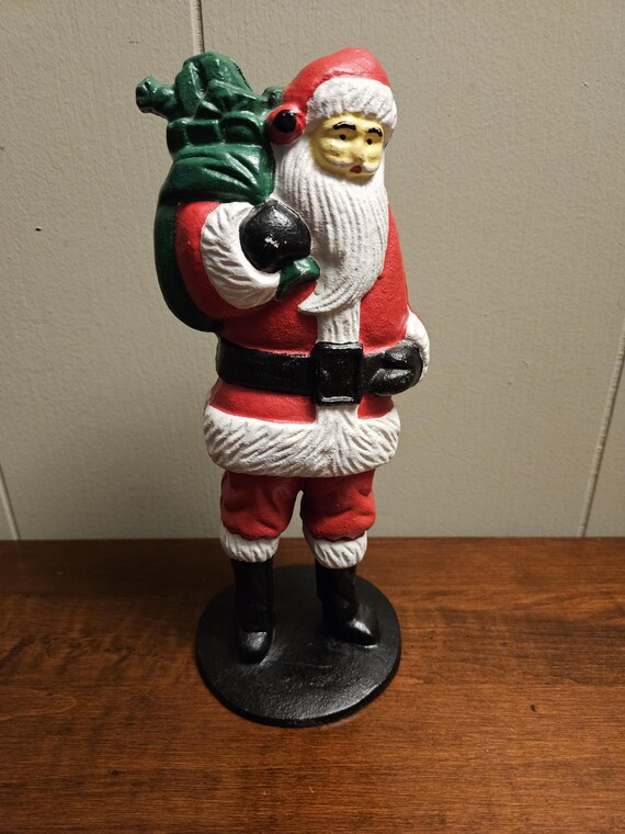 鋳鉄製重厚サンタ貯金箱 / ドアストッパー - 5 ポンド以上 - 高さ 10