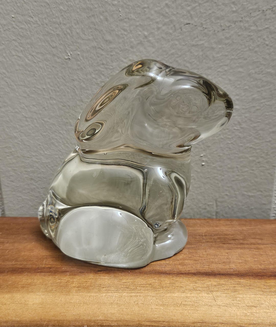 Vintage Clear Art Glass Bunny Rabbit Sculpture - Hand Blown - 3.5