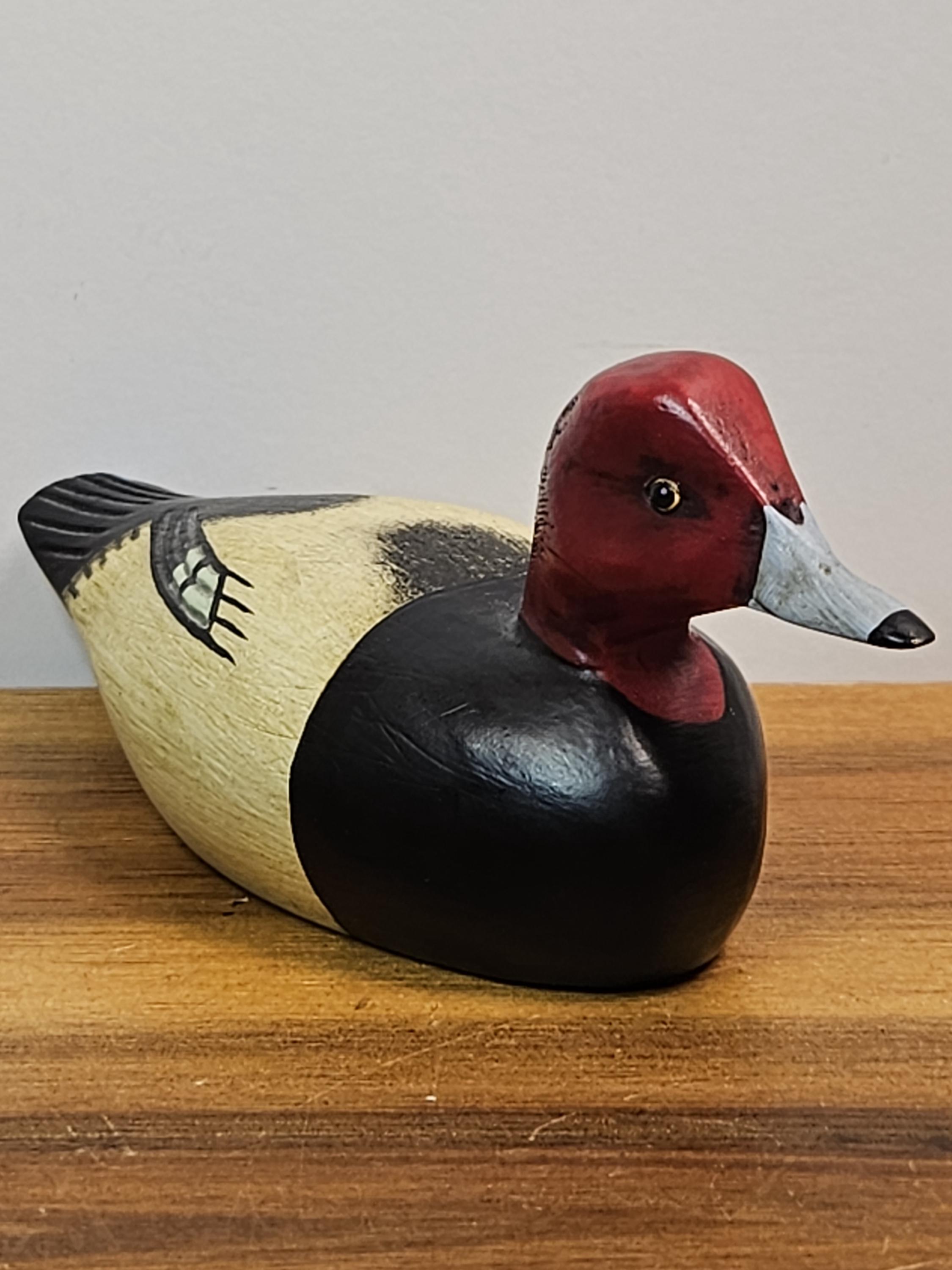 Vintage Miniature Decoy - Crowell Redhead Duck by Big Sky Carvers
