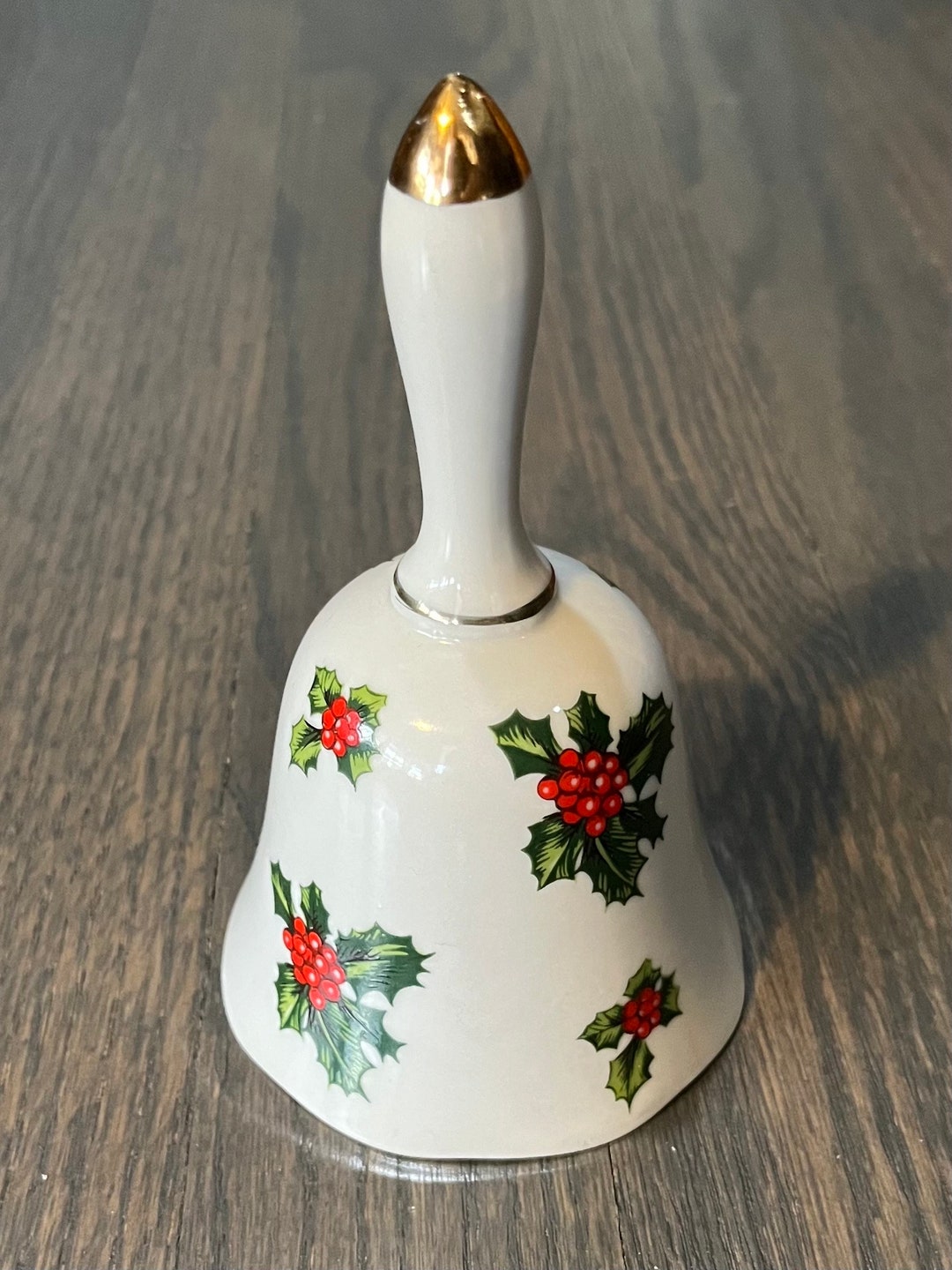 Lefton Holly Berry Bone China Vintage 1950's Christmas Bell #7944