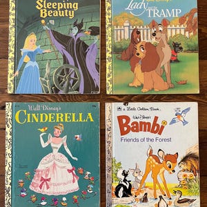 Walt Disney Little Golden Book Vintage Classic Kinderbücher (4 Bücher) Dornröschen, Lady & the Tramp, Cinderella, Bambi Friends