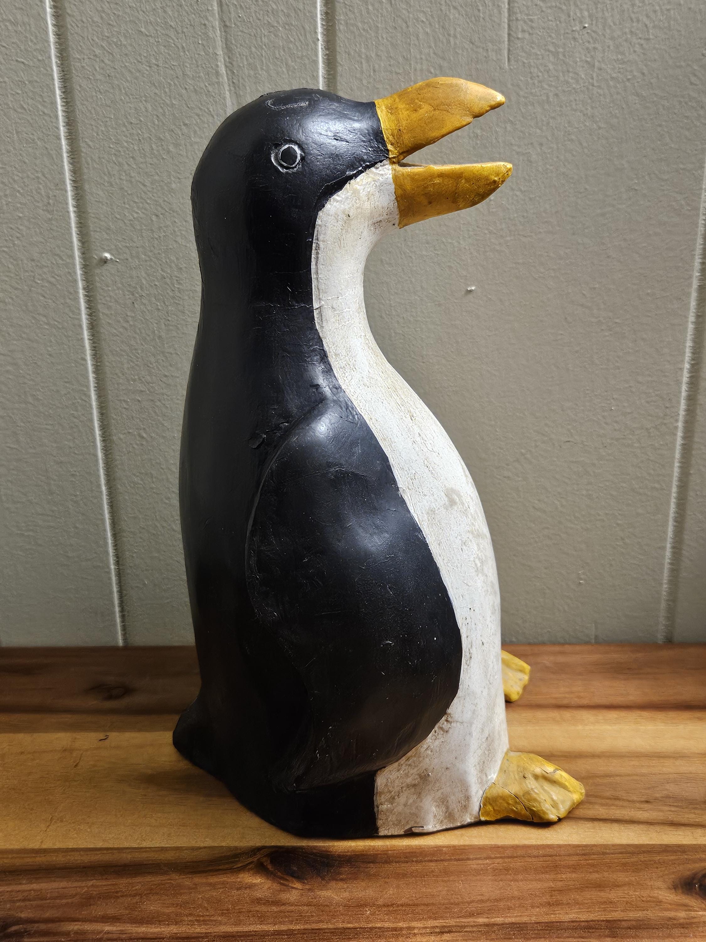 LARGE Vintage Solid Wood Carved Sculpture Penguin (charles Hart