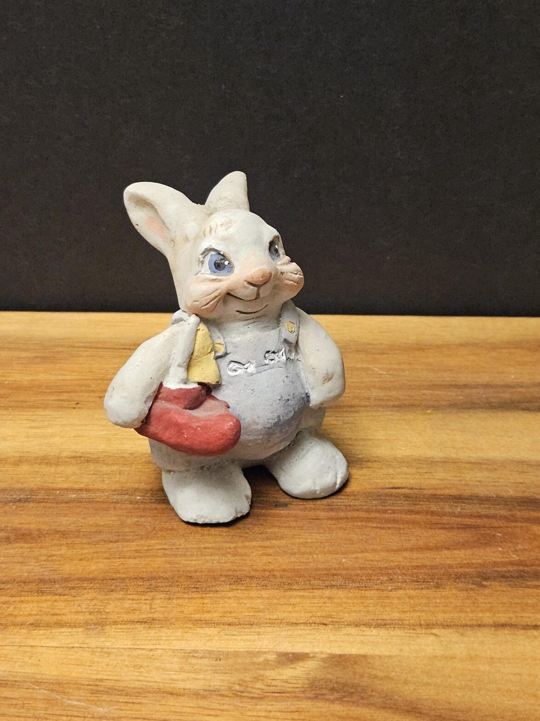 Epoxy Cast Rabbit Bunny Rabbit - Vintage Hand Painted Cast Resin/ Stone - 3