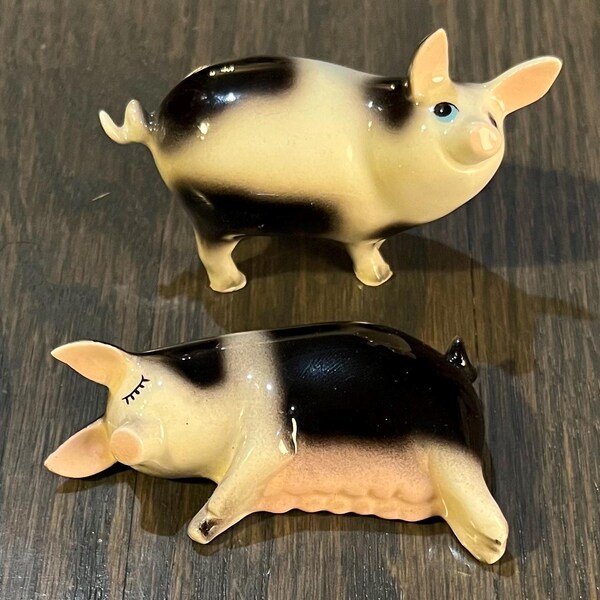 Hagen Renaker Vintage Para porcelanowych figurek świń