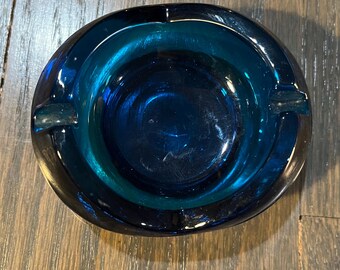 Viking Art Glass Rare Vintage Blue Tulip Ashtray 1960's - Etsy