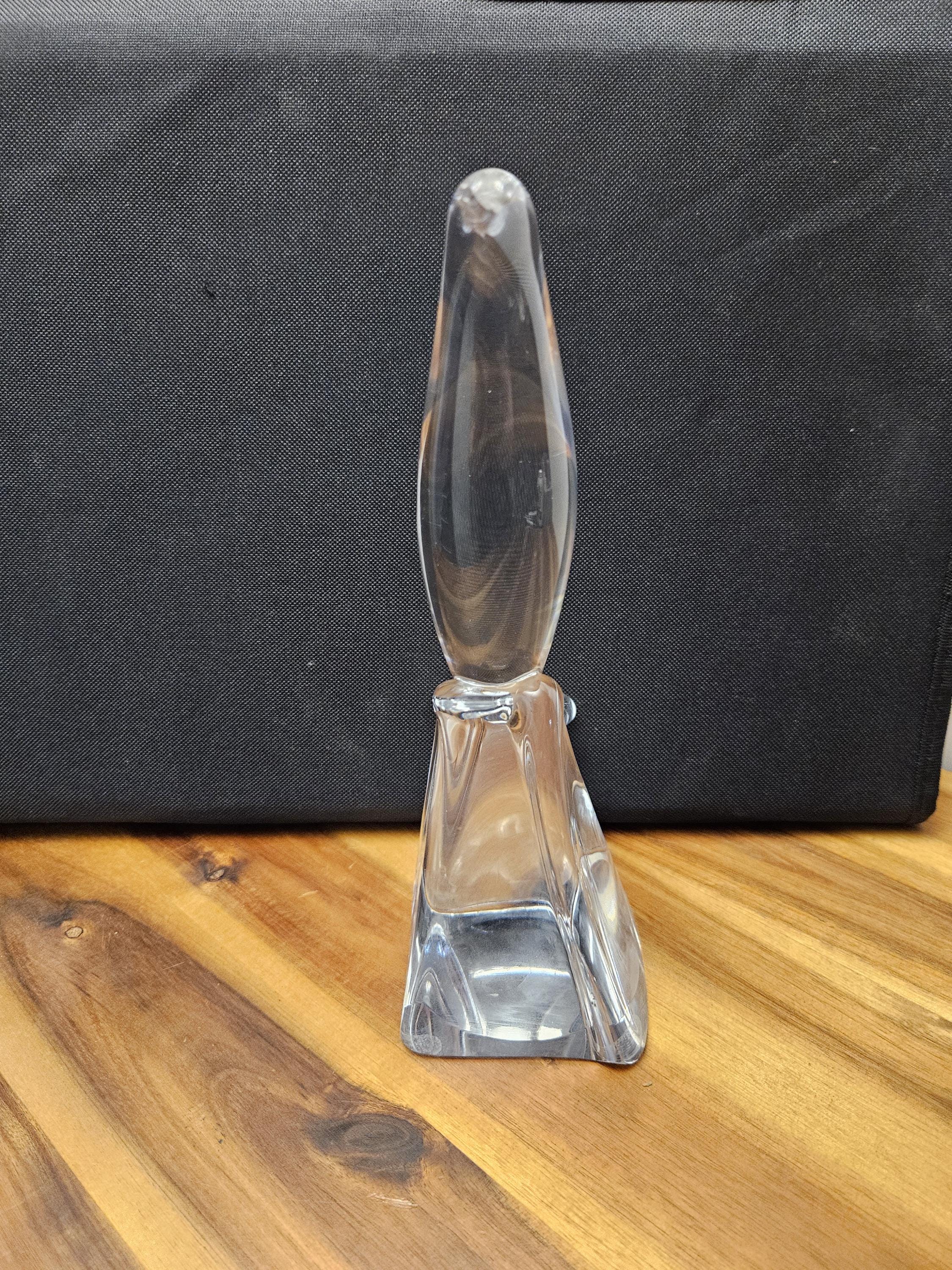 RARE 1950's Daum France Crystal Glass Bird Perched on Rock