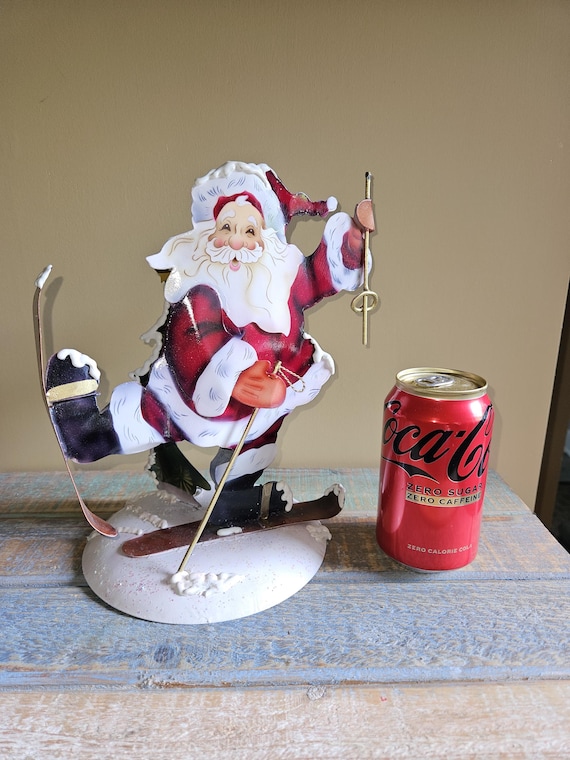 クリスマス ヴィンテージ サンタ スキーとツリー メタルアート ホーム