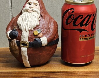 Vintage MCM Roly Poly Santa - Old-world Hand Painted Jolly Chubby