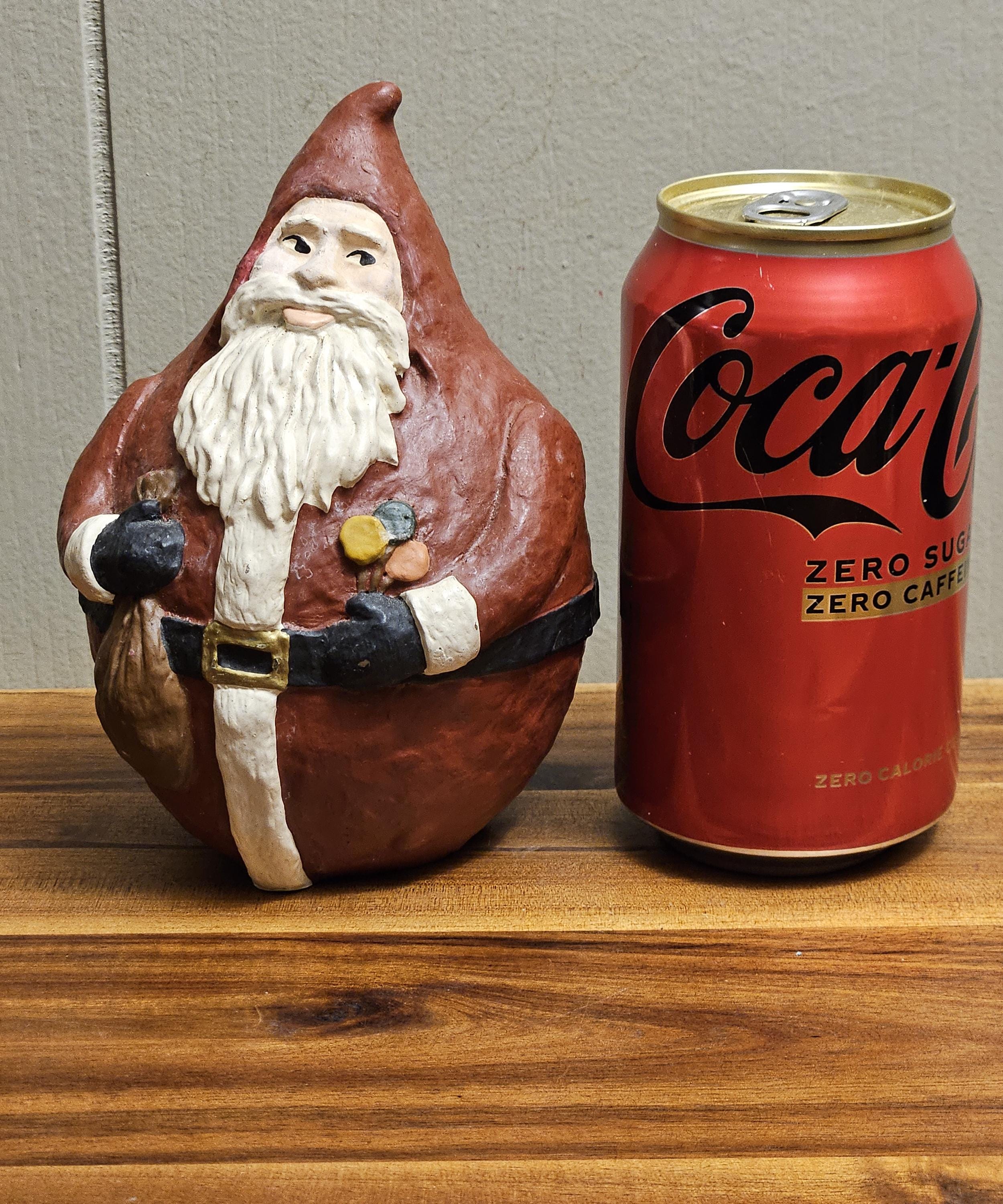 Vintage MCM Roly Poly Santa - Old-world Hand Painted Jolly Chubby