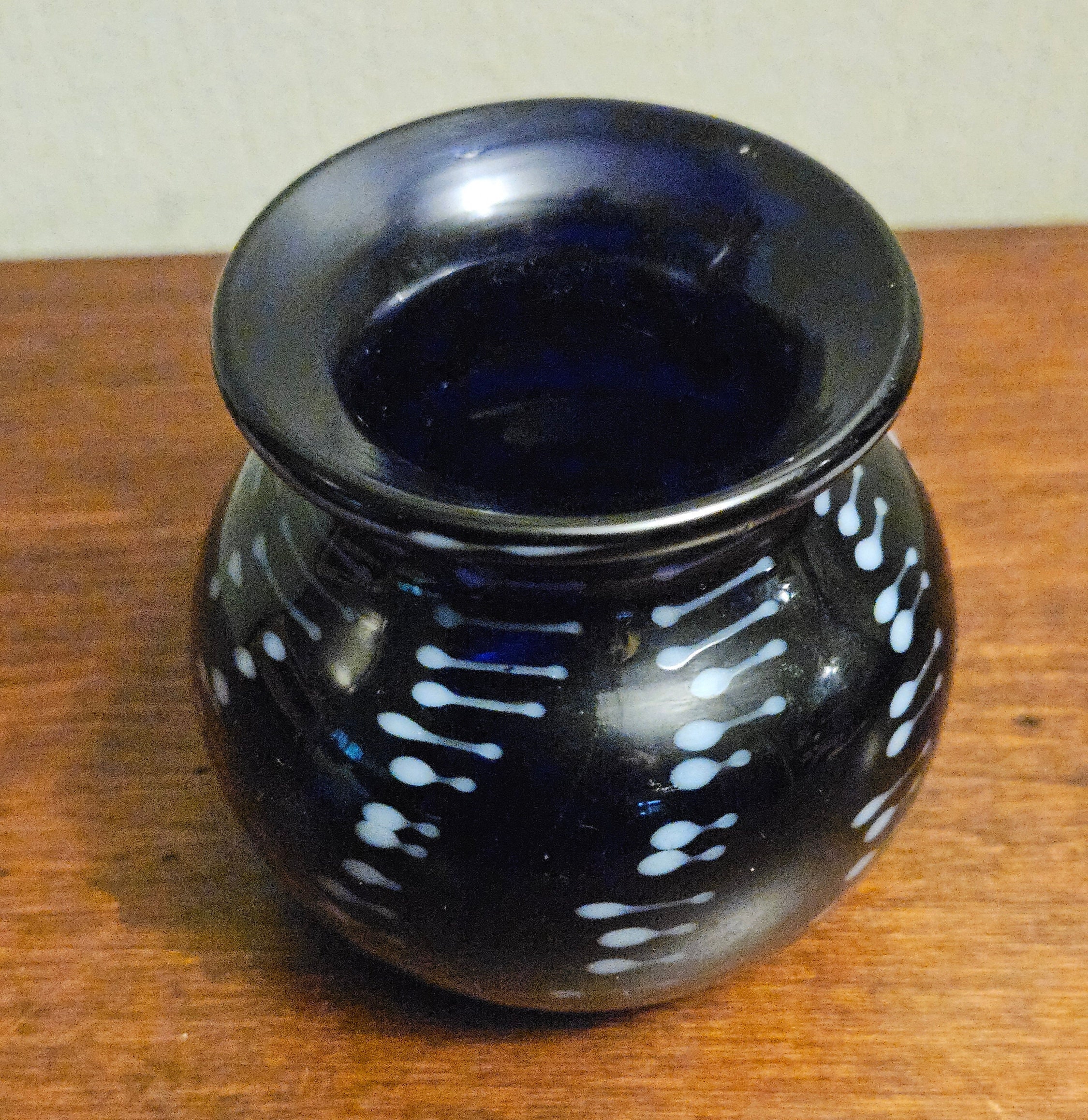 Cobalt Blue and White Bud Vase Hand-blown Studio Fused Art Glass ...
