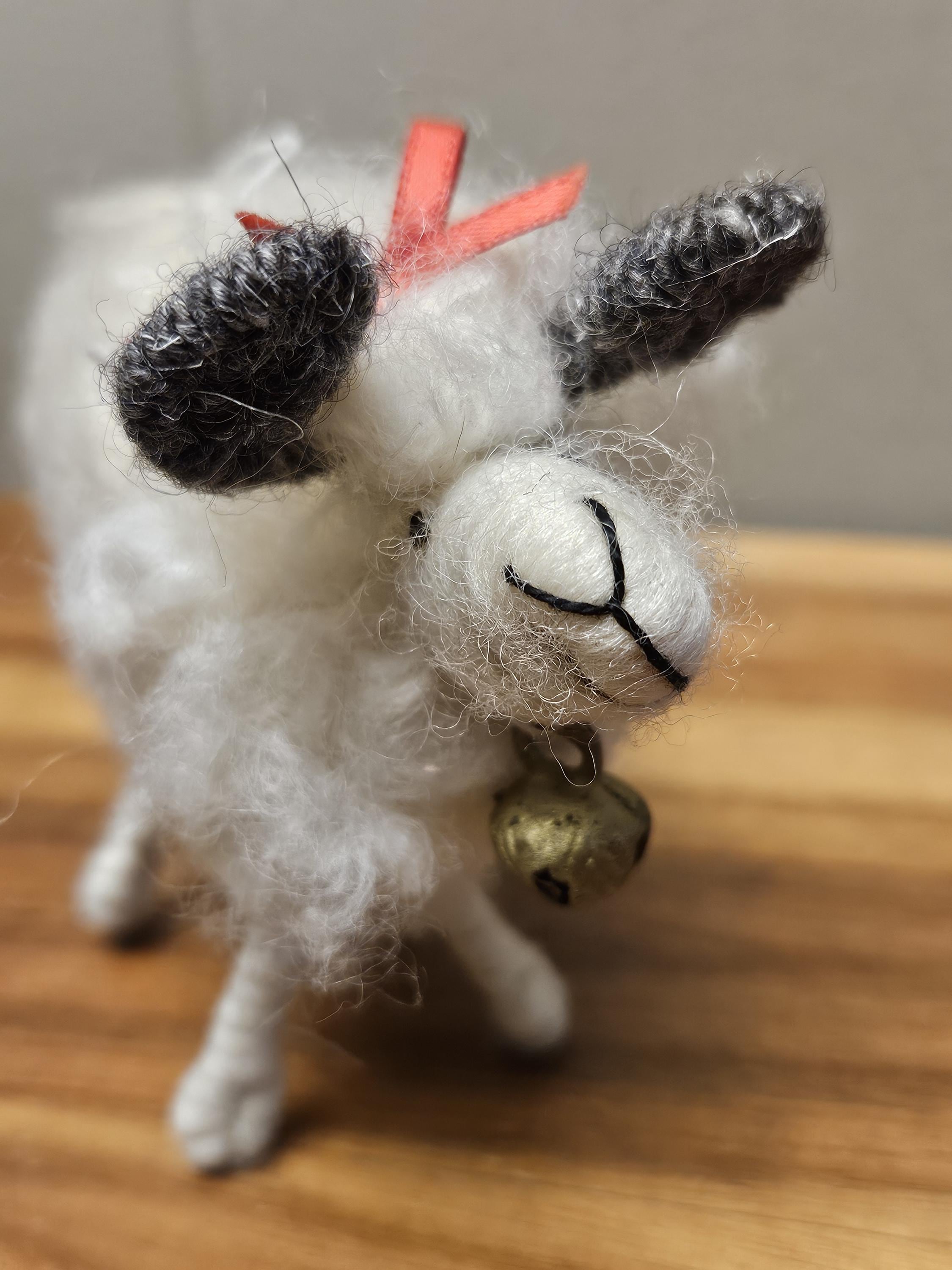 Artist Made Felted Real Wool Ram / Sheep - Wired Horns, Legs With
