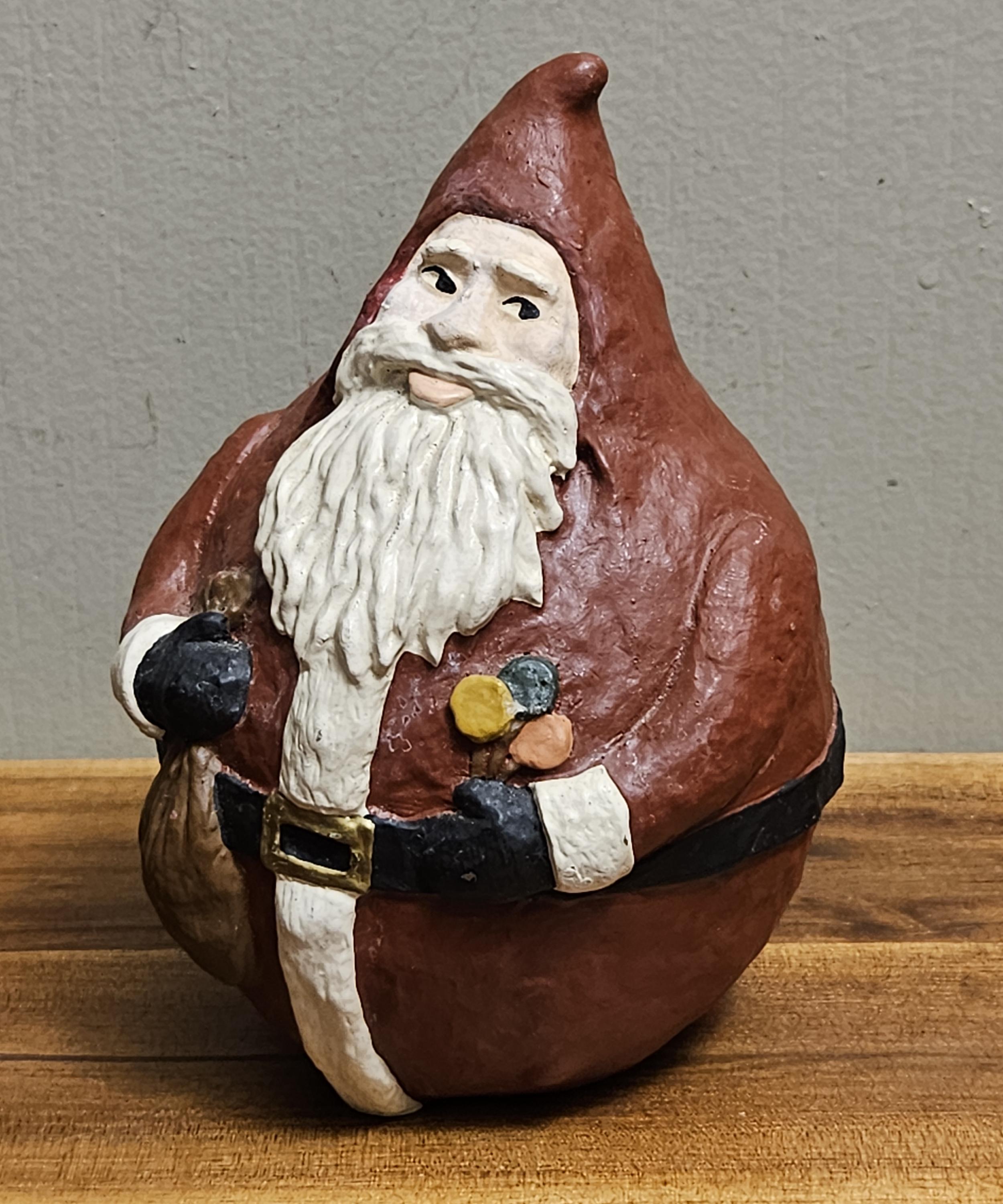 Vintage MCM Roly Poly Santa - Old-world Hand Painted Jolly Chubby