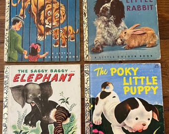 Little Golden Book Vintage Classic Children's Books (4 Books) Day