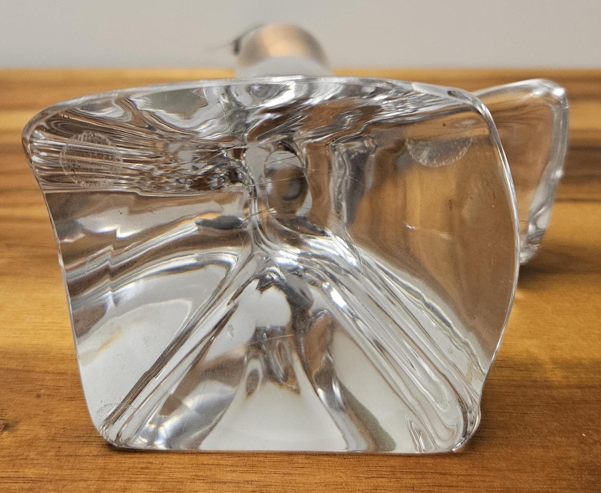 RARE 1950's Daum France Crystal Glass Bird Perched on Rock