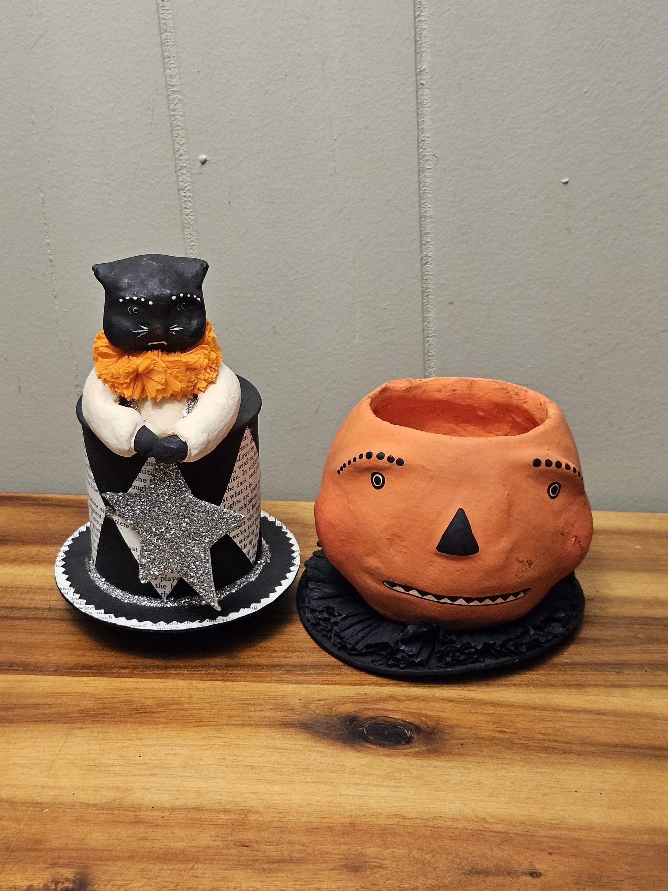RARE Bethany Lowe Halloween Vintage Folk Art, Hand Painted Paper