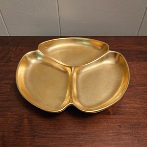 Pickard China MCM 1940&#39;S - 24K Gold Rose and Daisy Pattern 742 -Triple Divided Serving Dish / Platter- Hostess Gift - Candy, Nut Bowl