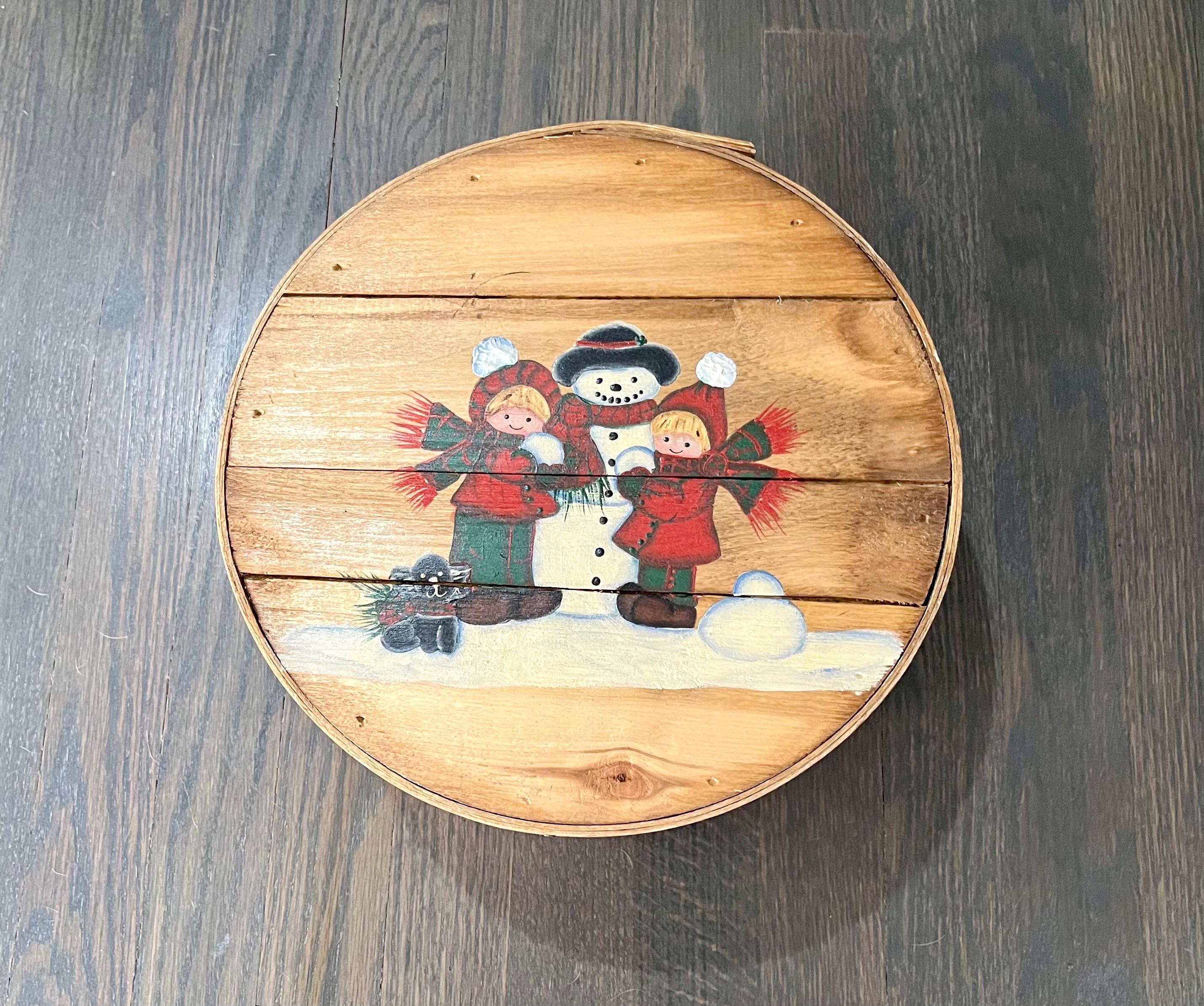 Bent Wood Round Shaker Style Vintage Pantry Cheese Box - Hand