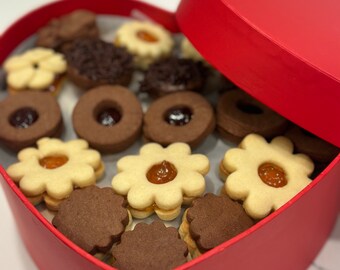 Petit four cookies,jam, chocolate