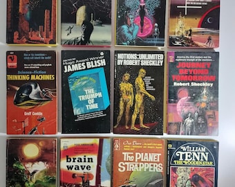 Lot of 12 vintage science fiction paperbacks. Mostly from the 1960s. Several 1st prints