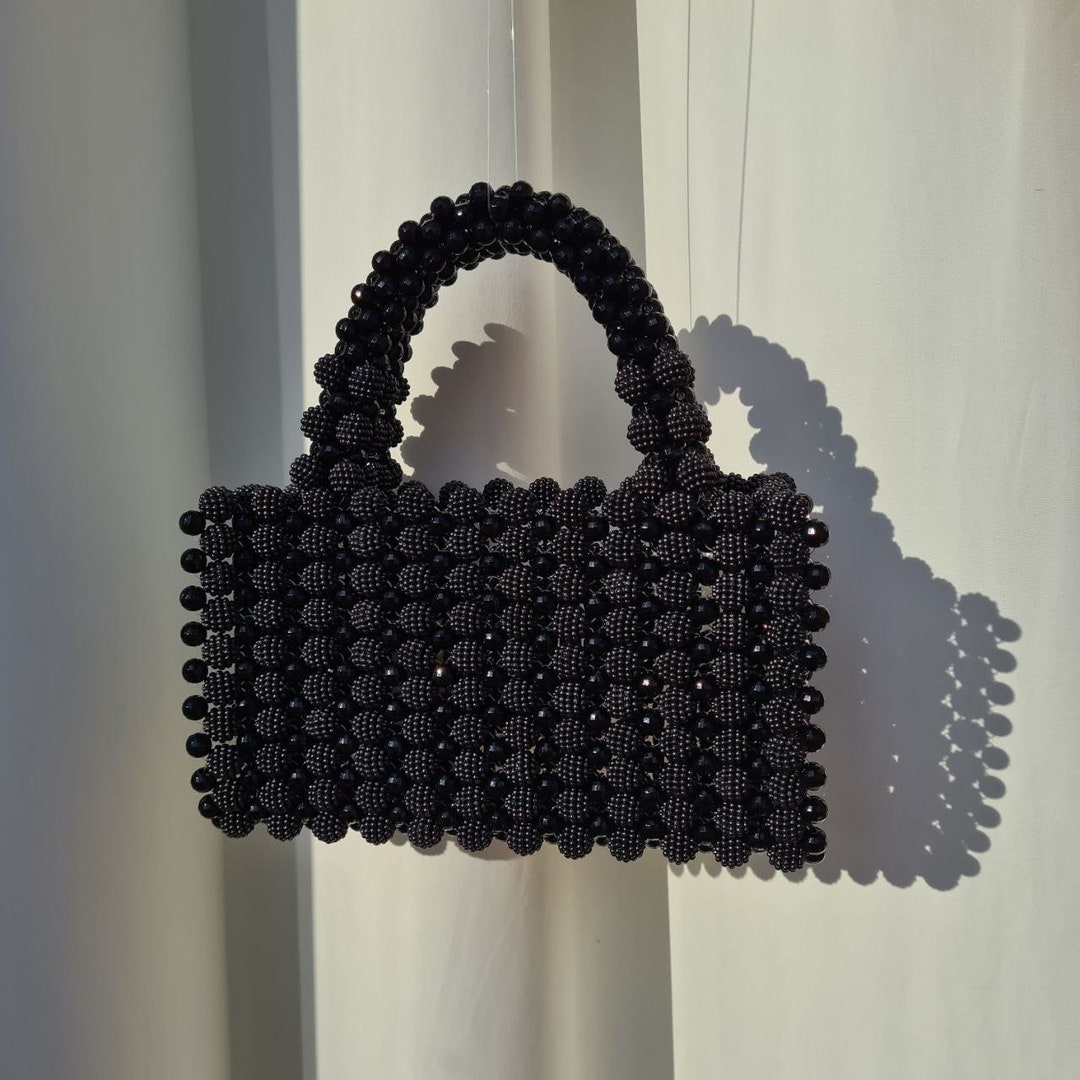 Black Berry Bead Bag, Handmade Bag, Bead Handbag, Bead Purse