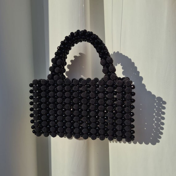 Black Berry Bead Bag, Handmade Bag, Bead Handbag, Bead Purse