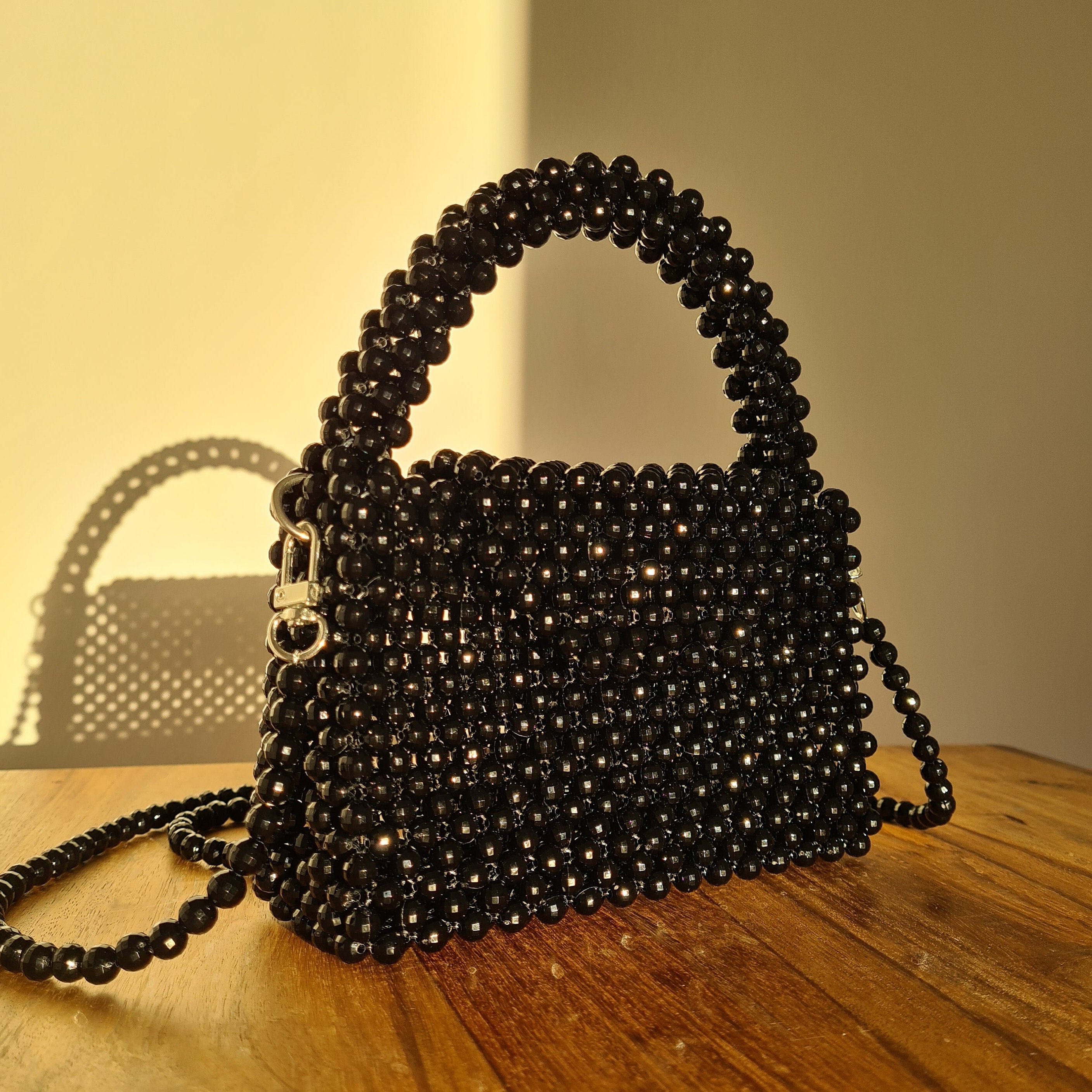 Black Bead Bag Bead Purse Handmade Bead Handbag Shoulder Bag Cross Body Bag Gift for Her Birthday Gift Mothers Day Valentines Day Etsy