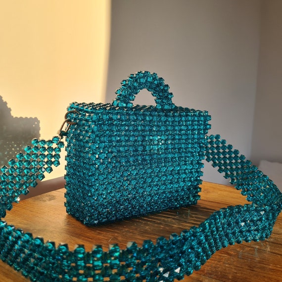 Blue Green Beaded Bag Handmade Bag Birthday Gift Gift for Her Shoulder Bag Valentine s Day Gift Mothers Day Bead Handbag Bead Purse Etsy