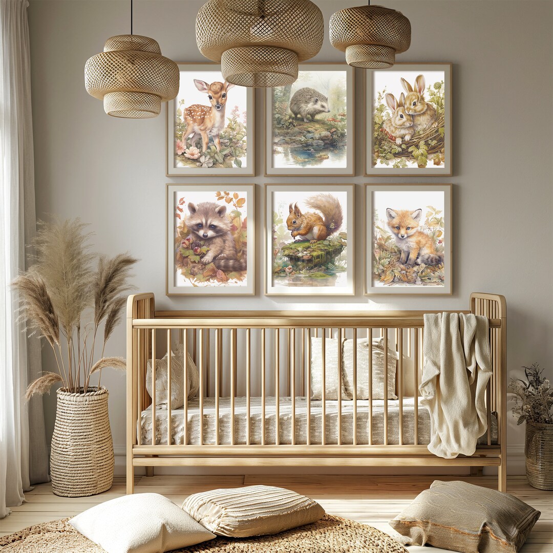Framed or Unframed Cute Animal Nursery Prints, 12 Woodland Prints to ...