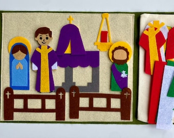 Handmade Children’s Catholic Montessori Mass Felt Set and Travel Storyboard