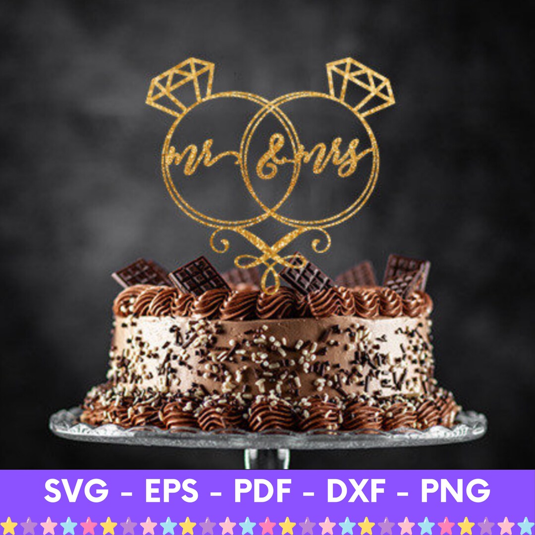 Cake Topper Svg Mr & Mrs Svg, Wedding Svg, Dxf, Png File, Wedding Cake