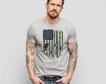 Fishing American Flag Sublimation Design: Distressed Outdoor PNG