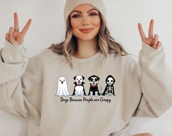 Funny Halloween Dog Ghost PNG: "People Are Creepy" Sublimation Design