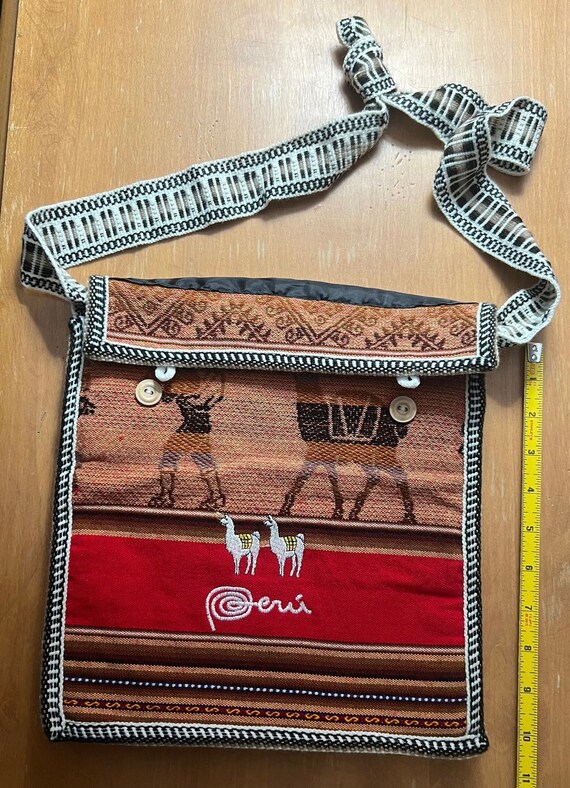 Handmade Peru Boho Cross Body Bag Alpaca - image 2