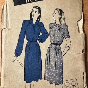 Vintage 1940s Butterick 3365 Dress Sewing Pattern