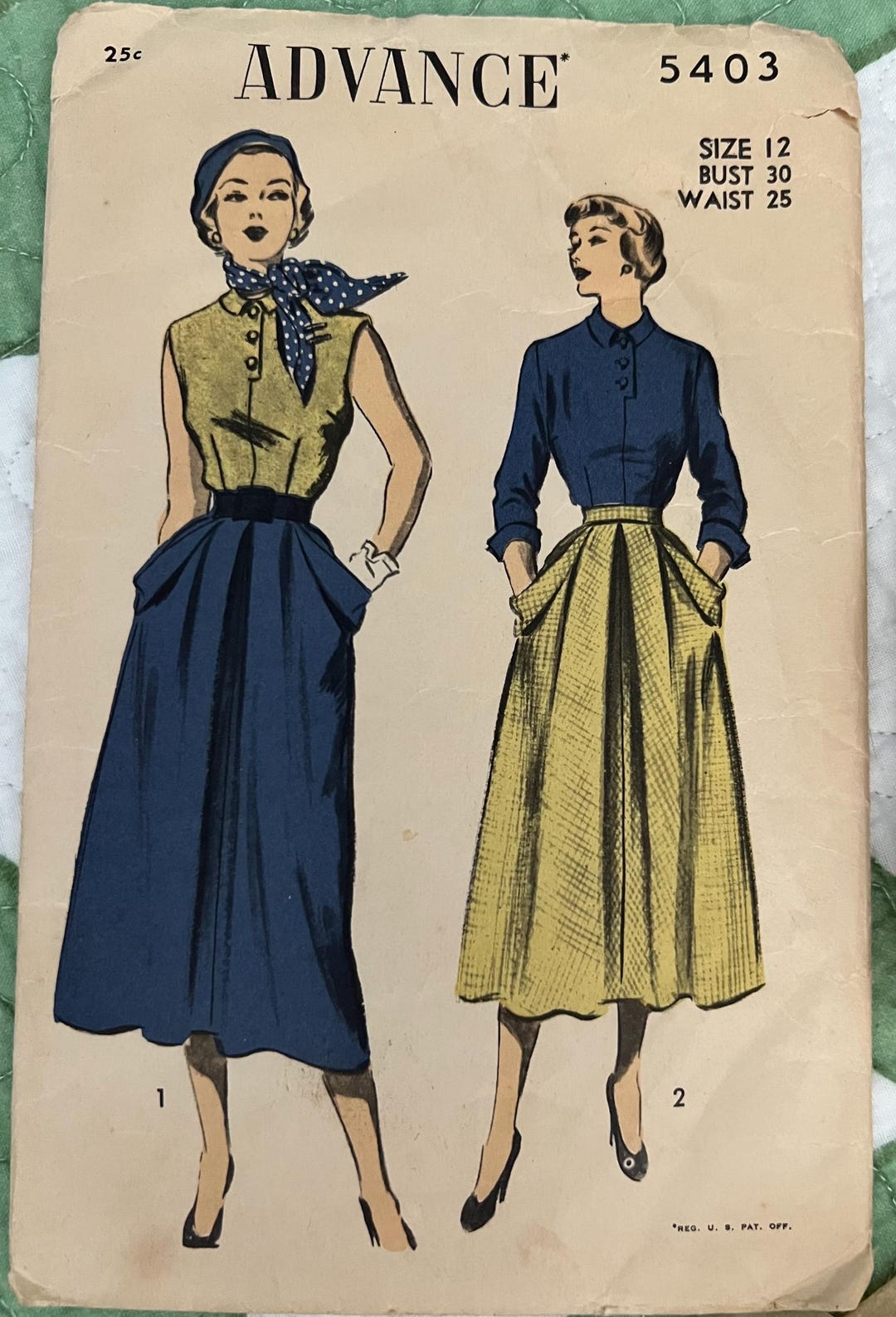 Vintage 1950‘s Advance Pattern 5403 - Etsy