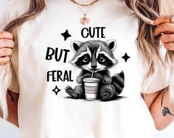 Leuk maar verwilderd shirt, meme grappig wasbeershirt, cadeau voor haar, wasbeert-shirt, dierenliefhebber outfit, grappig wasbeershirt, wasbeer cadeauliefhebber