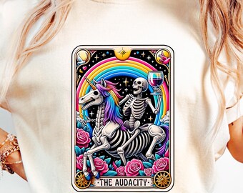 The Audacity Tarot Card Shirt, Sarcastic Skeleton Tee, Magical Unicorn Tarot Lover Shirt, Rainbow Witchy Stuff, Mystical Mama Christmas Gift