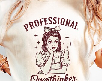Camiseta para personas que piensan demasiado, Camiseta para adultos homosexuales, Camiseta de salud mental, Camiseta vintage divertida para mujer, Camiseta vintage divertida, Camiseta sarcástica para quienes piensan demasiado