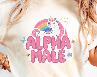 Camiseta de unicornio macho alfa, divertida camiseta de unicornio, divertida camiseta de meme de unicornio, regalos para novios, regalo del Día del Padre, camiseta para amantes de los unicornios, regalo de unicornio