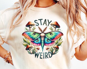 Stay Weird Moth Shirt, Witchy Gothic Tee, Comfort Colors