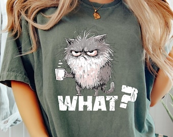 Funny Cat Comfort Colors T-Shirt, Sarcastic Grumpy Cat Design